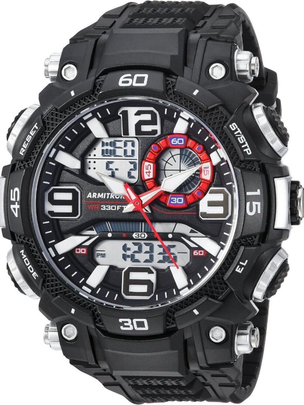 Stylish Men's Analog-Digital Chronograph Watch with Resin Strap - Sporty Design